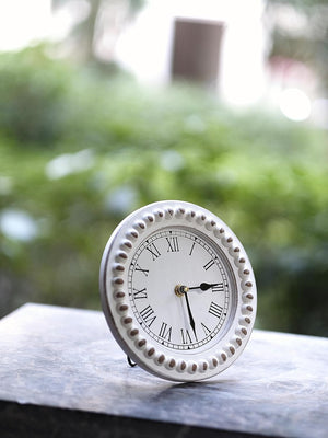 Farmhouse Table Top Clock with Wooden Beads-Mantal Tabletop Clock-Desk