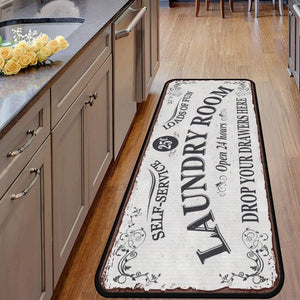 Laundry Room Rug Runner Machine Washable Area Rugs (White-2 40x20in)