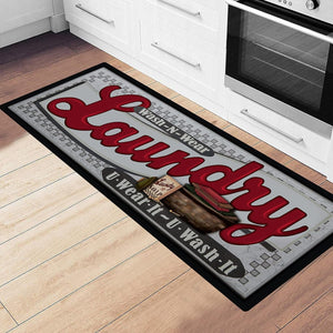 Laundry Room Rug Runner 20"X48" Kitchen Rugs Non Slip Washable, Grey Red