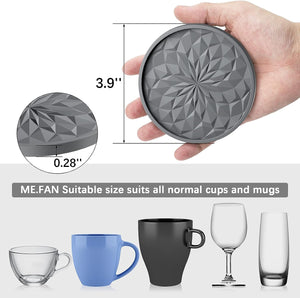 [6 Pack] Coasters with Holder, Non-stick, Deep Tray Black