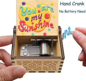 You are My Sunshine Heart Music Boxes,Wooden Hand Crank Engarved Antique Musical Box Gift, Wood Heart