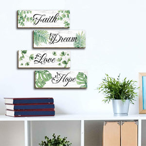 4 Pcs Modern Eucalyptus Wooden Green Leaves Office Wall Decor