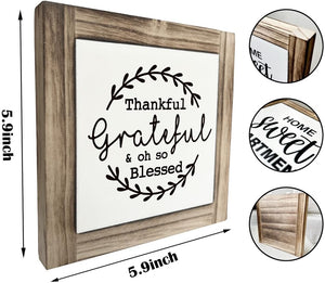 Box Signs with Quotes, Farmhouse Shelf Table Decoration, Religious Tabletop Decor