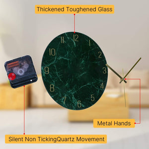 Glass Wall Clock Silent Non Ticking Wall Clock- 12 Inch Quality Quartz Battery Operated  (Dark Green)