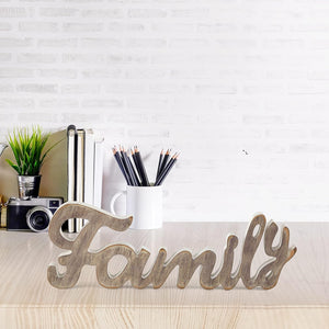 Rustic Wooden Family Sign, Wooden Family Words Decorative Sign, 17 x 6.25 Inch