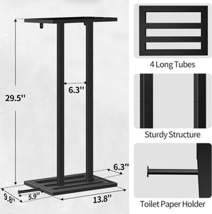 29.5 inch Bathroom Towel Storage Rack with Metal Shelf, Towel Racks for Bathroom Large Towels, Black