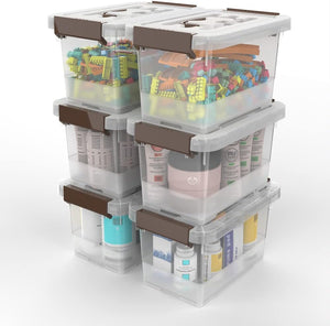 Clear Storage Latch Box, 6 Pack Storage Organizer Bins with Latching Handle and Lids, 3.5 Quart