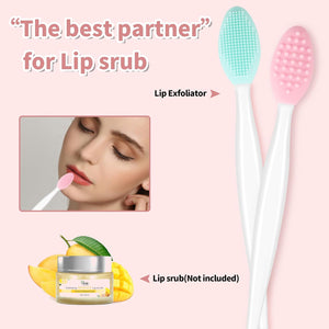 Lip Scrub Brush Scrubber Tool Exfoliator Silicone Exfoliating for Dark Lips (2 pcs, Mix)