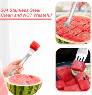 2PCS 2-in-1 Watermelon Fork Slicer, 2023 New Summer Watermelon Fruit Cutting Fork, Dual Head Stainless Steel