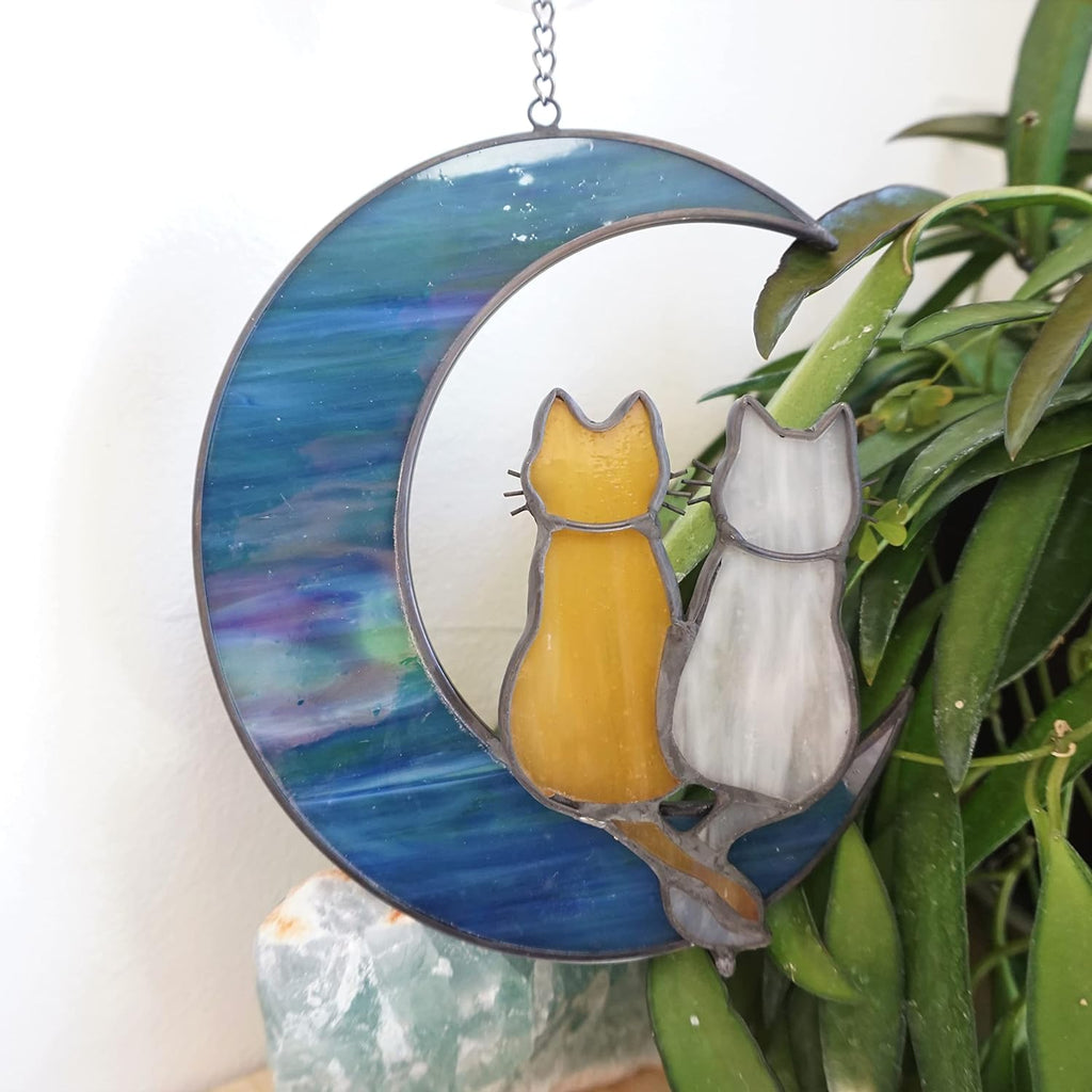 Cat Stained Glass Suncatchers Window Hanging Wall Art Modern Design Home Decor Garden