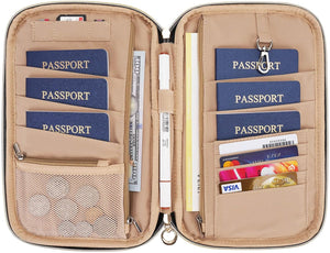 RFID Family Travel Passport Holder for 6, Premium Portable Travel Document Organizer
