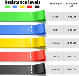 5 Set of Stretch Bands for Booty Legs, Pilates Flexbands, Colorful