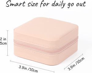 Small Jewelry Box Organizer Storage Case Portable PU Leather Mini, Pink