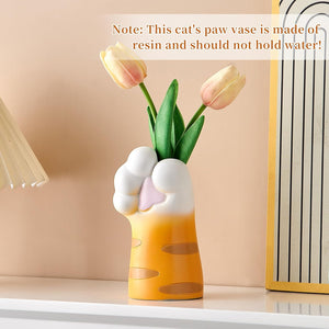 Cat Vase Cute Vases for Home Decor Cat Claw Vase Modern Art Flower Vase Table Decorative (Cannot Hold Water), Orange