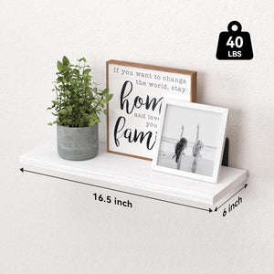 Floating Shelves Set of 6, Wood Floating Wall Shelves for Wall Decor, Bathroom Shelves, Book Shelves for Living Room-Modern White