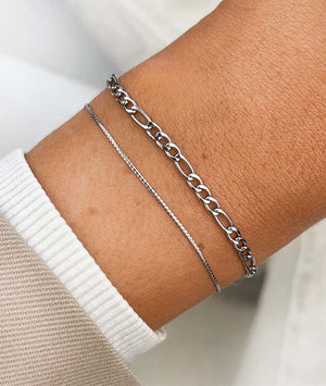 6PCS Stainless Steel Bracelets for Women Men,14K Gold Plated Cuban Link Paperclip Chain Bracelet Set Fashion Jewelry