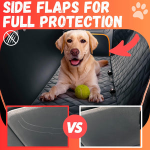 Dog Car Seat Cover for Back Seat for XL Cars, SUVs & Trucks, Nonslip Backseat Dog Hammock, Waterproof Scratchproof Protection Against Dirt, Pet Fur w/Side Flaps