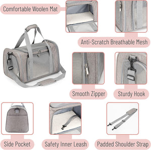 Pet Carrier, Cat Carrier, Dog Carrier, Cat Bag Carrier, Cat Travel Carrier, Soft Cat Carrier - Grey