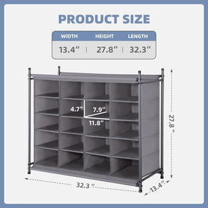 Stackable Shoe Cubby Organizer, Free Standing Shoe Cube Rack for Entryway, Bedroom, Apartment, Closet, 20-Cube Gray