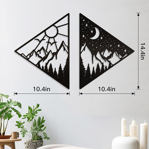 2 PCS Sun and Moon Wall Art Natural Wall Decor Day and Night