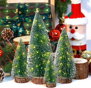 4pcs Mini Christmas Trees Christmas Decor, Artificial Christmas Mini Bottle Brush Trees Tabletop