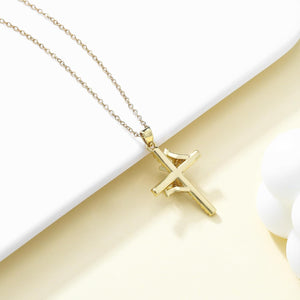 Crown Cross Necklace Cross Crown Pendant Rhinestone Necklace for Women Gold