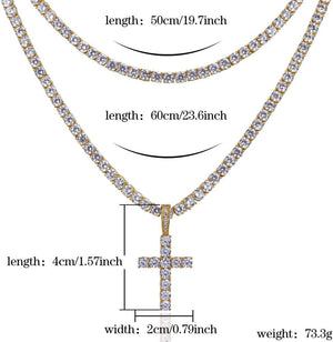 Cross Chain for Men Gold Cross Necklace 14K Gold Plated Large Nail Cross Chain Iced out  Rope Chain