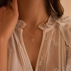 14K Gold Plated Cross Necklaces Simple Cute Layered Pendant Necklaces for Women Trendy Jewelry