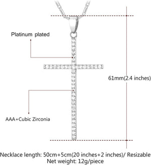 Stainless Steel Silver Black Gold Latin Cross Pendant Necklaces, Custom Engravable, Length 22-24 Inches, Platinum