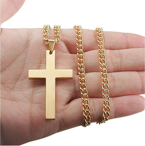 Cross Necklace Pendant for Women Men Cross Chain Gift (Gold)
