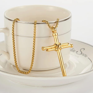 Nail Cross Pendant Necklace for Men Women Stainless Steel Cross Necklace for Male Jewelry, Gold