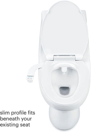 Thinline Essential Bidet Attachment for Toilet Seats with Adjustable Water Pressure, Side Arm Control, Thin Profile, White (Single Nozzle)