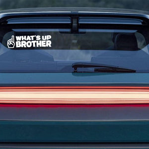 3PCS What's up Brother Car Sticker, Funny Vehicle Sketch Vinyl Decal for Laptop Window Door Bumper