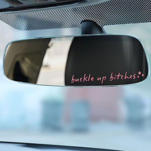 2PCS Buckle Up Rearview Mirror Decal, Car Sticker Mirror Decal, Rearview Mirror Decal