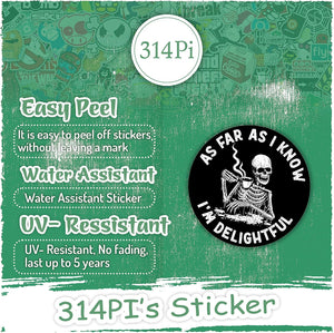 (3pcs) As Far As I Know I'm Delightful, Funny Skeleton Stickers, Mental Health Awareness Stickers