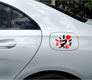 2PCS Funny Car Stickers, High Gas Consumption Decal, Angry Boy Adjusting Fuel Gauge