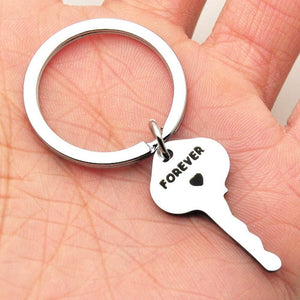 Stainless Steel Inpirational Mantra Lovers Couple Husband Wife Birthday Keychain Pendant Gift (You Hold the Key to My Heart Forever)