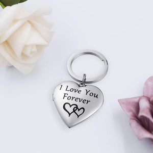 Silver Heart Locket Keychains For Women Black Silver Locket Key chain that Hold Pictures Photo Keychain as Gifts