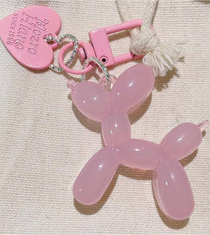 Jelly Balloon Dog Design Keychain for Women, Cute Girls Key Chain, Light Pink