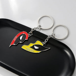 Best Friends Deadpool and Wolverine Keychain Love Heart Friendship Keychains for Women Men Couples Friends Gifts