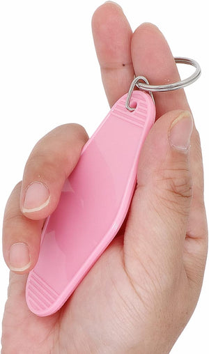 10pcs Blank Hotel Keychains Bulk Vintage Motel Keychain Vinyl HTV printing Keychains DIY Keychain tags (Pink)