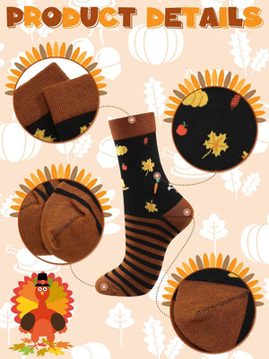 6 Pairs Thanksgiving Socks Fall Autumn Socks Bulk Harvest Fuzzy Socks Novelty Socks Unisex Turkey Pumpkin Stocking Thanksgiving