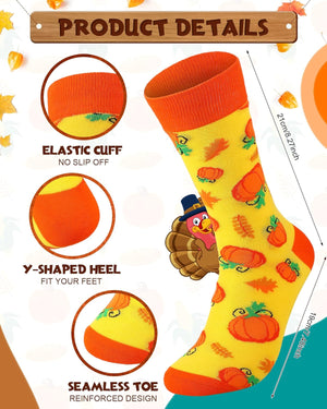 6 Pairs Thanksgiving Socks Autumn Fall Socks Turkey Socks Maple Leaf Pumpkin Socks