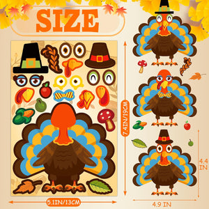 36 Sheets Thanksgiving Stickers Crafts for Kids, Thanksgiving Turkey Crafts Stickers, Turkey