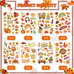 640PCS Thanksgiving Maple Leaves Stickers Hello Fall Stickers Envelope Thanksgiving Party Classroom Decor