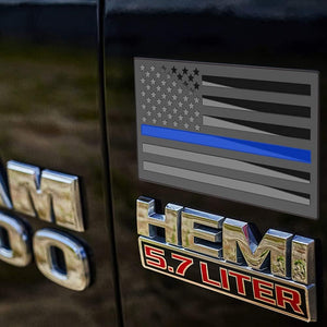 3 Pack Metal American Flag Emblem Decal,Thin Blue line Sticker (Thin Blue Line)