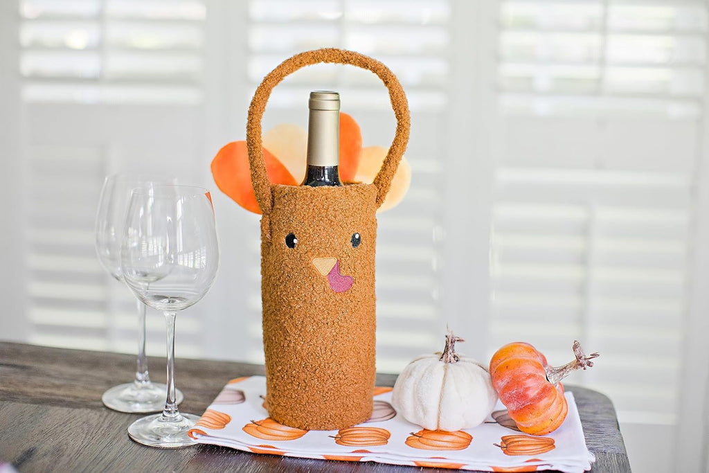 Turkey Wine Bottle Gift Bag, Thanksgiving Dinner Ideas, Funny Fall Housewarming Ideas,