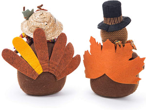 2 Pack Stuffed Turkey Couple Doll Thanksgiving Tabletop Decoration Exquisite Handmade Turkey Doll Kit