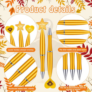 120 Pcs Thanksgiving Turkey Pens Fall Autumn Pumpkin Ballpoint Pens Holiday Black Gel Ink Pens