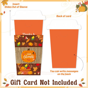 12Pcs Thanksgiving Gift Card Holder, Thanksgiving Appreciation Coffee Cup Gift Card Holder for Happy Thanksgiving Coffee Gift Cards